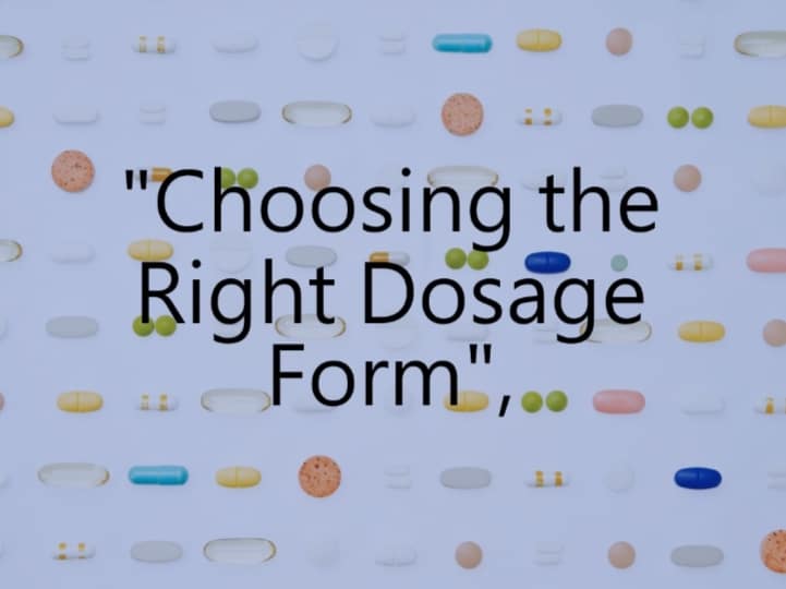 Assorted dietary supplement dosage forms including tablets, capsules, and softgels arranged in a grid pattern, illustrating dosage form selection for e-commerce brands.